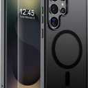 SUPFINE Magnetic for Samsung Galaxy S25 Ultra Case with Screen Protector, (Built-in Magnets) (Military Grade Drop Protection) Slim Translucent Shockproof Phone Case,Black