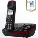 Panasonic 1 Handset Amplified Cordless Phone with Slow Talk, 40dB Volume Boost, 100dB Lound Visual Ringer, Hearing Aid Compatibility, Large Screen and Backlit Keypad, Link2Cell - KX-TGM430B (Black)