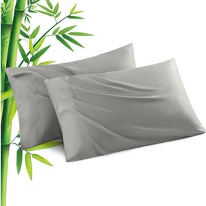 Pillowcases King Size 2 Pack, Cooling Viscose from Bamboo Pillow Cases with Envelope Closure, Cool & Breathable Pillow Cover for Hot Sleepers and Night Sweats, 20" x 40" (Light Grey)