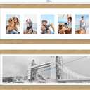 Hongkee 8x24 Picture Frame 2 Pack, Natural Oak Wood Frame with Tempered Glass, Display Pictures Multiple Five 4x6 With Mat or 8 x 24 Without Mat - Horizontal or Vertical Wall Mounting