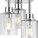 Semi Flush Mount Ceiling Light, 3-Light Close to Ceiling Light Fixtures, Electroplating Chrome Finish with Clear Seeded Glass Shade Chandelier Lighting for Stairs Porch Hallway Entryway Kitchen
