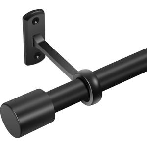 Curtain Rods for Windows 32 to 72 Inches, Adjustable 1 Inch Black Curtain Rod for Outdoor Indoor, Modern Heavy Duty Drapery Rod, Room Divider, All Metal, Easy Install