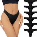 SHARICCA Seamless Thongs for Women Sexy Breathable No Show Thong Underwear Women Multiple Pack (Medium, (6 Pack) Black)
