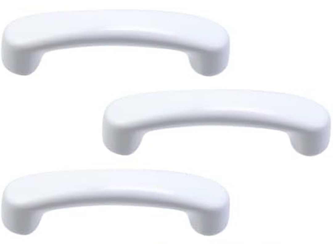 Nicerity 3Pcs Pulls Handle White Glossy Ceramic Cabinet Pulls Arch Shaped Dresser Knobs 3" Hole Center Small Cute Kitchen Cabinet Pull Handles for Bedroom