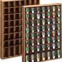 Barydat Shot Glass Display Case Wood Shot Glass shelf holder 56 Compartments Wall-mounted Rustic Bar Cabinet(Brown, 2 Pcs)