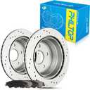 PHILTOP 11.6 inch(295 mm) Rear Drilled and Slotted Disc Brake Rotors + Ceramic Pads Kit Compatible with S10, Blazer, Sonoma, Jimmy, Bravada, Hombre, 6-PC Set