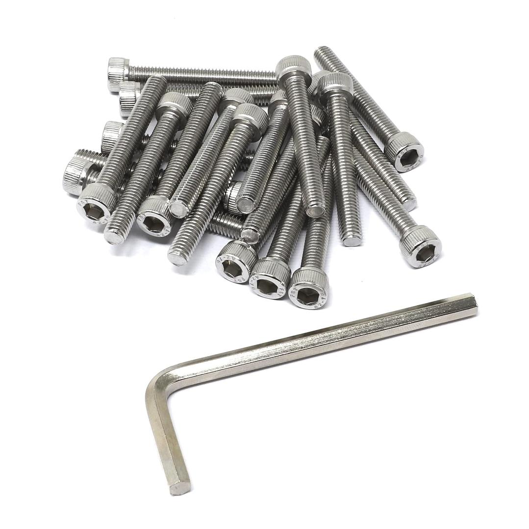 iexcell 20 Pcs M6 x 45mm Thread Pitch 1 mm Stainless Steel 304 Hex Socket Head Cap Screws Bolts Kit