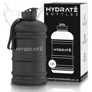 HYDRATE XL Jug 74 Oz Water Bottle - BPA Free, Leak Proof, Flip Cap, Ideal for Gym - Clear Water Container with Extra Strong Material - Perfect for Sports, Rugby, and on the Go (Matte Black, 2.2L)