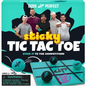 Dude Perfect Sticky Tic Tac Toe, Kids Tabletop Activity, for Family Game Night, Perfect for a Gift and Parties, 2 Players, Ages 4+