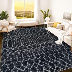Istana 9x12 Area Rug - Black 9 x 12 Area Rugs for Living Room - Foldable 9x12 Rugs for Bedroom/Living Room Rug - Stain Resistant Washable Rugs - Eco-Friendly Area Rugs