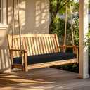 Outdoor Bench Cushion Waterproof 45"x18" Fade-Resistant Patio Furniture Cushion with Ties for Porch Swing, Loveseat, or Indoor Bench Replacement, Black