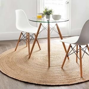 GRUHUM Round Jute Area Rug 6ft Natural Fiber Handwoven Farmhouse Jute Area Rug Soft Braided Reversible Rustic Vintage Rug for Indoor Outdoor Kitchen Bedroom (6 ft Circle) (Natural - 12, 6 ft)