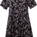 LARACE Plus Size Tops for Womens Summer Clothes Short Sleeve Shirts Casual V Neck Tunic Asymmetrical Blouses (4X, Black40pinkflower)