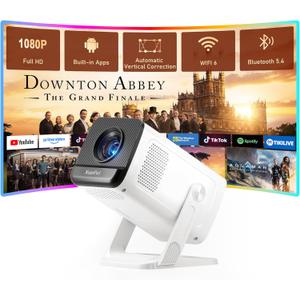 Neo Projector & Built-in AppsXuanPad Mini Projector with Wi-Fi and Bluetooth, Full HD 1080P Smart Portable Projector with 210 Stand, Auto Vertical Keystone, Compatible with HDMI/USB/TV Stick