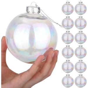 Zubebe 12 Pcs 4 Inch Christmas Balls Ornaments Large Christmas Tree Decorations Shatterproof Plastic Ornament Balls Decorative Hanging Ornaments Holiday Wedding Party for Xmas Tree(Iridescent)