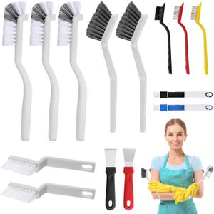 15-Piece Crevice Cleaning Brush Set  Narrow Gap, Grout Line & Window Track Brushes for Bathroom, Kitchen, Car Vents, and Tight Spaces (6 Tool Types)