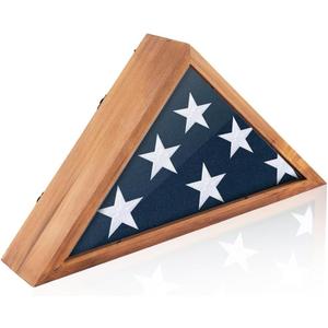 DICOSMETIC Wooden Flag Display Case for 3"x5" Folded American Flag 44x23x8.5cm Small Military Flags Frame Wall Mounted Flag Cases for Veterans with Clear Acrylic Windows for Home Decor