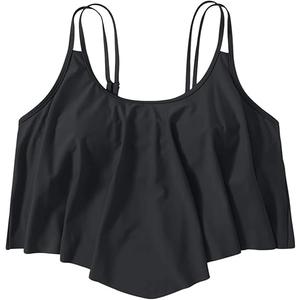 Women's Plus Size Ruffle Hem Bikini Top Spaghetti Strap Asymmetrical Swimsuit Tops 3XL