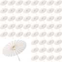 MBJZSL 60 Pack White Paper Umbrellas, 23.6 Inch Paper Parasol Umbrella Chinese Japanese Style DIY Umbrellas Decorative Vintage Decor for Wedding Props (60PCS)