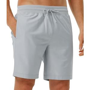 M MAELREG Mens Athletic Shorts with Zipper Pockets 7"/ 9" Lightweight Quick Dry Sports Gym Workout Running Shorts Size 3XL, Glacier Grey