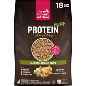 The Honest Kitchen Human Grade Dog Food, Protein Plus+ Clusters Grain Free Chicken Dry Dog Food, 18 lb Bag, BEST BY 06/26/2027