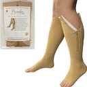 Presadee Open Toe 15-20 mmHg Moderate Compression Leg Calf Swelling Zipper Sock (3X-Large (1 Pair), Beige)
