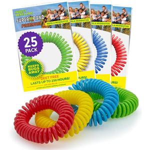 Superband Mosquito Repellent Bracelets for Adults & Kids - Pack of 25 - Long Lasting, Natural Bug and Insect Repellent Bracelet - Waterproof, Individually Wrapped, Deet-Free Bands - Multicolor