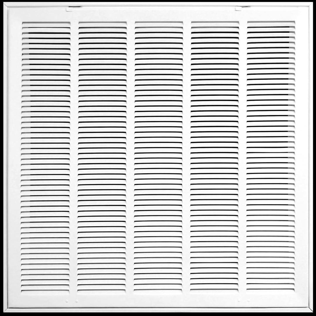 HVAC Premium 25" X 25" Steel Return Air Filter Grille for 1" Filter - Fixed Hinged - HVAC Duct Cover - Flat Stamped Face - White [Outer Dimensions: 27 5/8"w X 27 5/8"h]