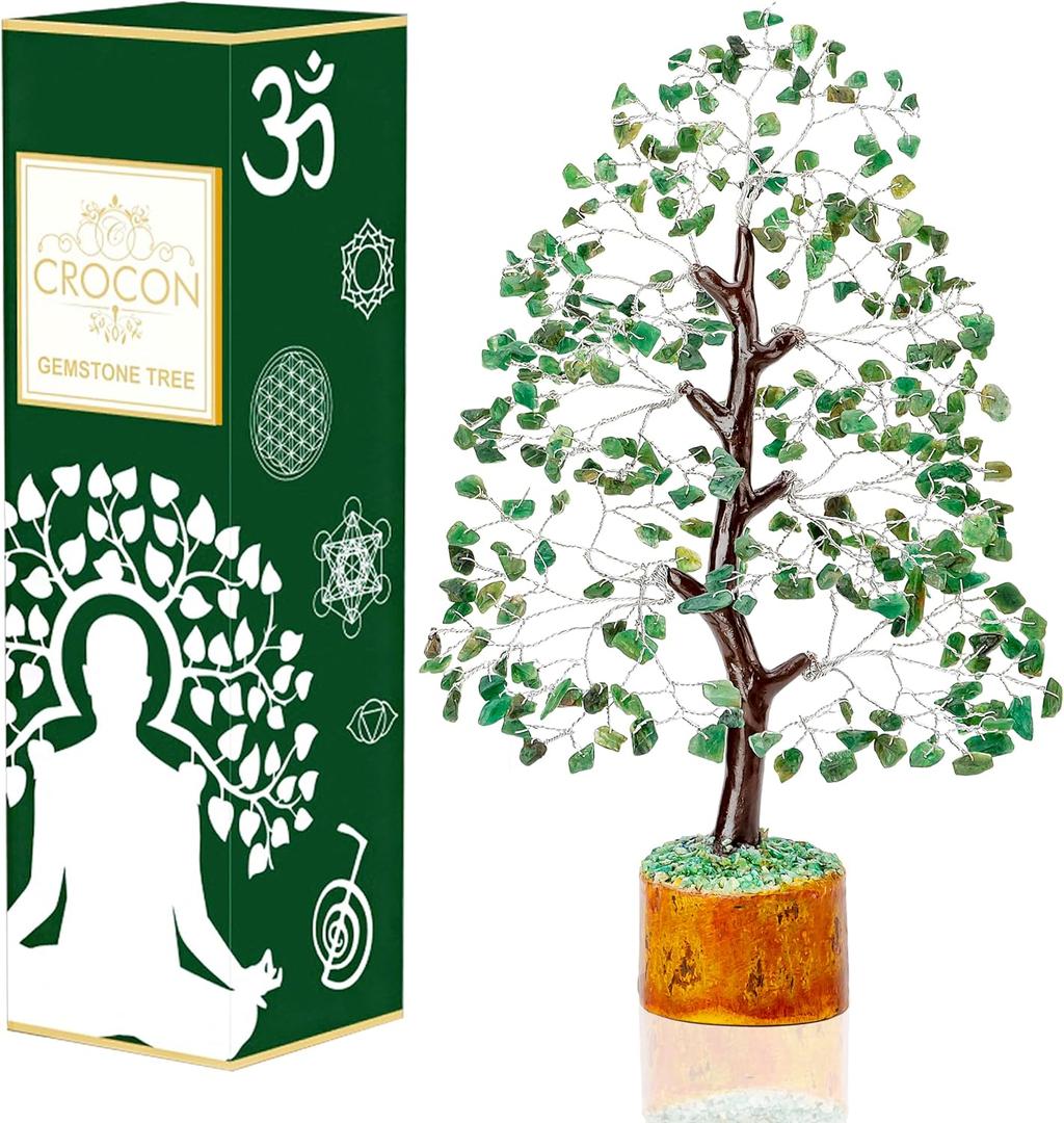 Crocon Green Aventurine Crystal Tree Of Life, Birthday Gifts For Women & Men, House Decor Healing Crystals Present, Spiritual Gift Room Decor, House Warming Gift New Home, Self Care Mom Birthday Gift