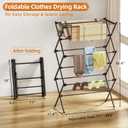 Drying Rack Clothing, 3-Tier Clothes Drying Rack Foldable, Antirust Laundry Drying Rack Collapsible Use for Indoor & Outdoor, 11.8" D x 34.6" W x 35.4" H, Black