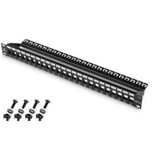 Cable Matters Rackmount or Wall Mount 1U 24 Port Keystone Patch Panel with Cable Management and Support Bar, 19-inch Blank Patch Panel for Keystone Jacks