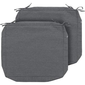 Magpie Fabrics Patio Cushion Covers Set of 2(Replacement Cover only, No Insert!), Waterproof Indoor Ourdoor Deep Seat Chair Cushion Slipcover with Ties(22x20x4 Inch, Dark Gray)