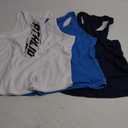 ATHLIO Men's Dry Fit Muscle Workout Tank Tops, Y-Back Bodybuilding Gym Shirts, Athletic Fitness Tank Top (Quick Dry 3pack White/ Sky Blue/ Navy)