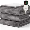 Homemate Heated Blanket Electric Throw - 50"x60" Heating Blanket Throw 1/2/4/6/8 Hours Auto-Off 10 Heat Levels Over-Heat Protection Soft Flannel Sherpa Heater ETL Certification