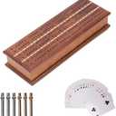 GSE Games & Sports Expert 2-Track Wooden Cribbage Board Game Box with Playing Cards, Metal Pegs and Storage Drawer, Classic Cribbage Board with Large Storage