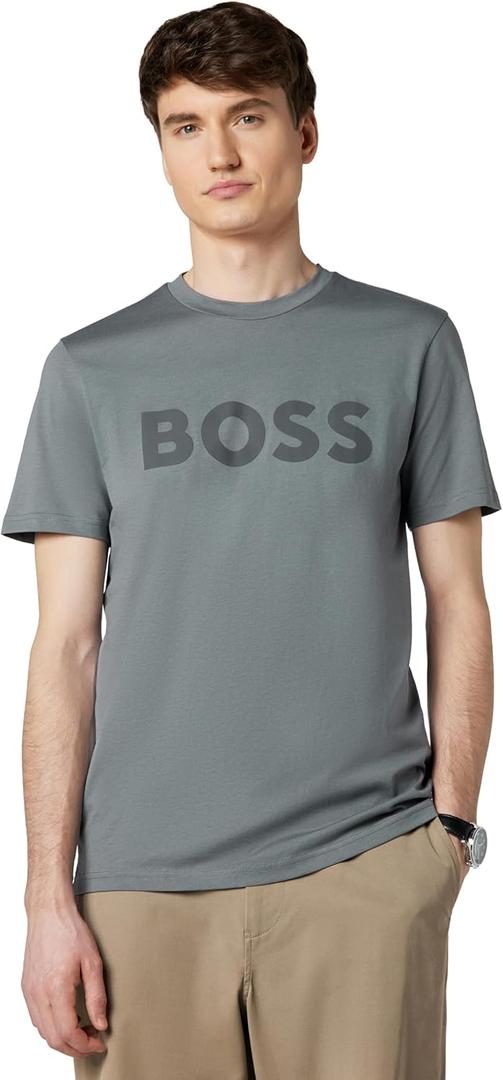 BOSS Mens Modern Bold Logo Stretch Jersey T-shirtT-Shirt (XX-Large, Frozen Clay)