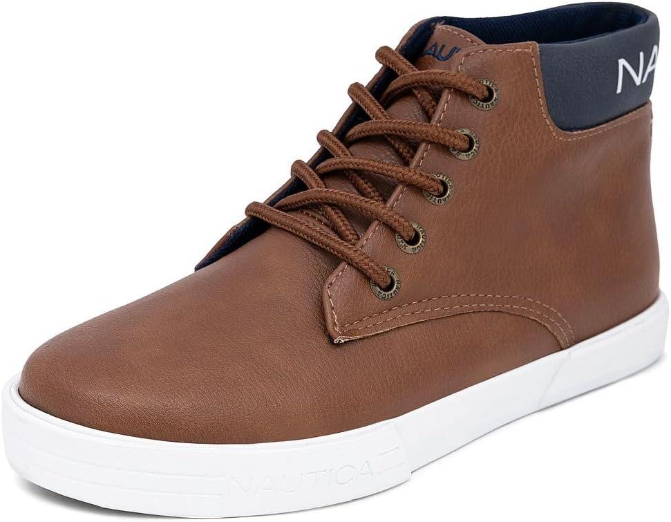 Nautica Kids Boys Dress Chukka Boot - High-Top Sneakers Youth Casual Bootie (Little Kids/Big Kids) (1 Little Kid, Tan Navy-wharf)