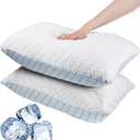 Memory Foam Pillows Queen Size Set of 2, Adjustable Cooling Pillow for Side Back Stomach Sleepers with Washable Removable Cover (White)