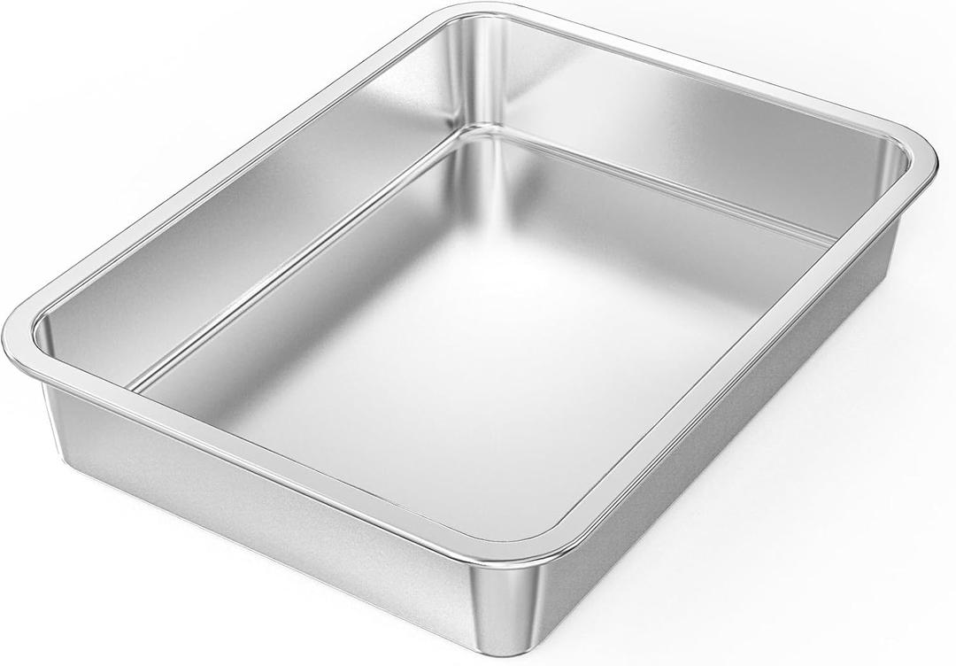 Stainless Steel Baking Pan Deep Oven Tray, Casserole Pan, Sheet Pan,For Induction, Gas, Electric, Oven, Non-Stick Coating, Dishwasher Safe, Baking, Lasagna, Roasting