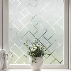 Coavas Frosted Window Privacy Film Static Cling Non-Adhesive for Glass Windows, Heat Control UV Blocking Sun Blocking Anti Glare, Day and Night Bathroom Home Office Cover, 35.4"x78.7"