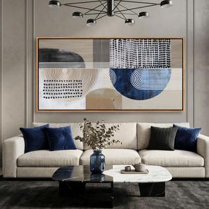 Beige Framed Canvas Wall Art, Minimalist Wall Decor Print In Neutral Tones, Blue Abstract Wall Pictures for Living Room And Bedroom Decor Accent Piece Modern Artwork for Walls 29×58IN