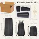 Black Ceramic Vase Set of 3 Modern Minimalist Bohemian Home Decor Vase Farmhouse Rustic Mantel and Shelf Decor Spacious Vase for Living Room Entryway Countertop Accents and Gift