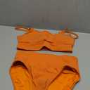 ANRABESS Women High Waisted Bikini Sets Color Block Summer Beach Vacation 2 Piece Bathing Suit Tummy Control Ribbed Swimsuit (Medium, Orange)