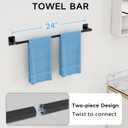 Matte Black Bathroom Accessories Set, KLJKPA 4 Pieces Bathroom Hardware Set, 24 inch Towel Bar, Towel Racks for Bathroom, Robe Towel Hooks, Toilet Paper Holder Wall Mounted