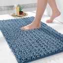 Yimobra Bathroom Rugs Non Slip Washable 32x20 Inch - Ultra Soft Absorbent Chenille Bath Mat, Quick Dry Shaggy Floor Carpet for Tub Shower, Denim Blue Home Decor Accessories