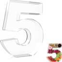 13.8" Extra Large Acrylic Number Charcuterie Board Box, Reusable Fillable Number Cake Candy Dish Display Serving Tray for Birthday Anniversary Party Decoration (5)