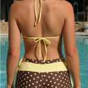 MakeMeChic Women's Polka Dots Bikini Sets with Swim Shorts Swimsuit | Triangle, Thong, String, Halter, Y2K, Boyshort Bikini Set, Bathing Suit (Yellow, S)