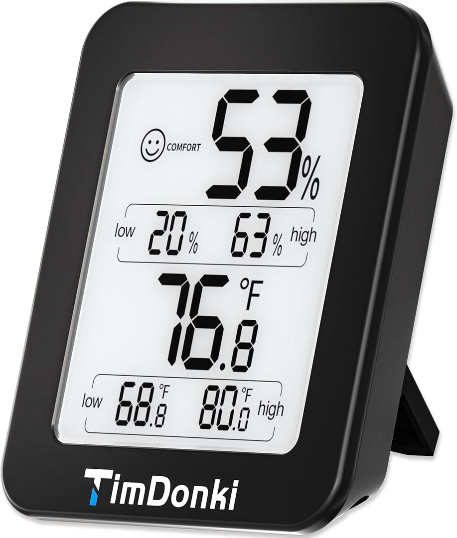 Digital Hygrometer with Max and Min Records 10s Fast Refresh Accurate-Hygrometer Room Thermometer Indoor for Home/Bedroom/Baby Room/Office/Greenhouse/Cellar (Black)