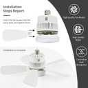 Socket Light Fan with Remote(Pairing Required), Light Socket Ceiling Fan Turbo Airflow, Whisper Quiet, Memory Save, Smooth Dimming 1000 LM CRI 80+, Screw In Design for Small Rooms, Garages & Dorms