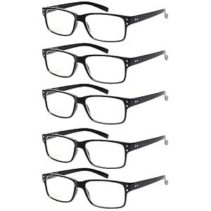NORPERWIS Reading Glasses 5 Pairs Quality Readers Spring Hinge Glasses for Reading for Men and Women (5BLACK, 2.50)